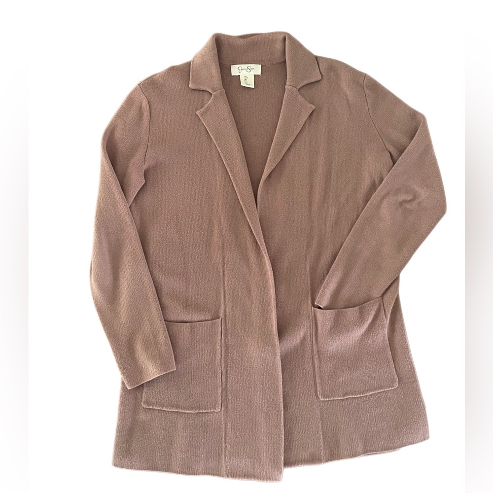 Jessica Simpson Cotton Cardigan Collared Long sleeve Taupe Nude Pink